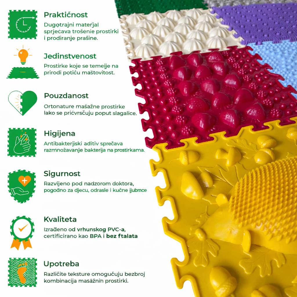 Ortonature senzorna masažna podloga – Set Duga