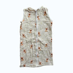 Baby Natur sleeveless sleeping bag with a cute chihuahua print. Made from soft, breathable cotton in a cream color.