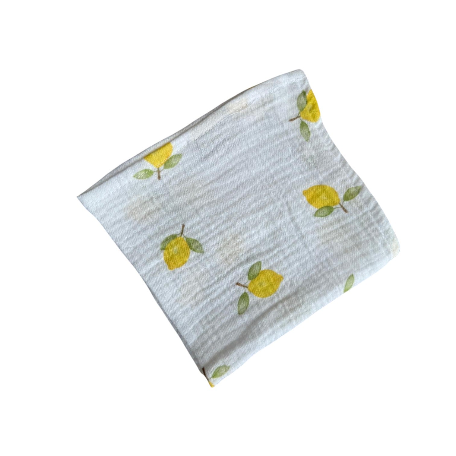 Baby Natur white muslin cloth with yellow lemon print, perfect for wiping and washing.