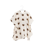 Baby Natur muslin poncho with a cute brown bear print. Lightweight and breathable, perfect for babies and toddlers.
