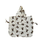 Baby Natur muslin poncho with teddy bear print, hooded, for babies and children.